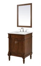 Elegant VF13024WT-VW - 24 Inch Single Bathroom Vanity in Walnut with Ivory White Engineered Marble