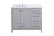 Elegant VF18842GR-BS - 42 Inch Single Bathroom Vanity in Gray with Backsplash