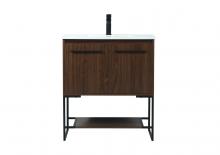 Elegant VF42530MWT - 30 Inch Single Bathroom Vanity in Walnut