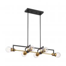 Nuvo 60/6977 - Intention - 6 Light Island Pendant - Warm Brass and Black Finish