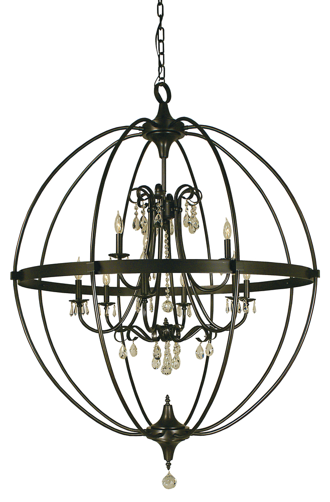 9-Light Mahogany Bronze Compass Chandelier