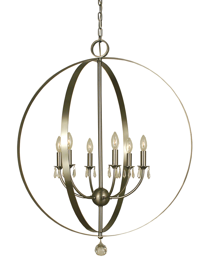 6-Light Brushed Nickel Constellation Foyer Chandelier