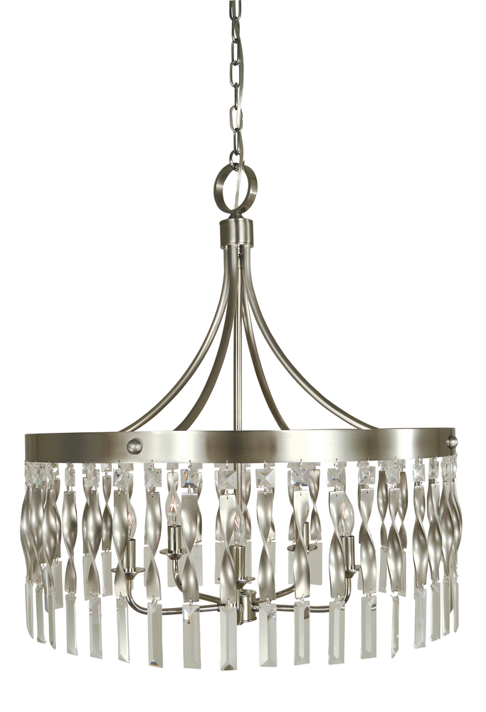 5-Light Satin Pewter/Polished Nickel Adele Lg.Pendant