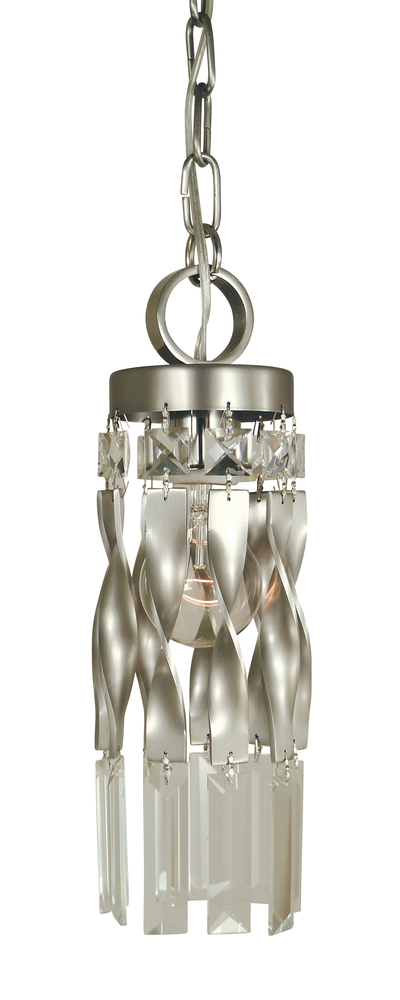 1-Light Satin Pewter/Polished Nickel Adele Mini Pendant