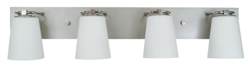 4-Light Satin Pewter/Polished Nickel/White Glass Mercer Bath Sconce