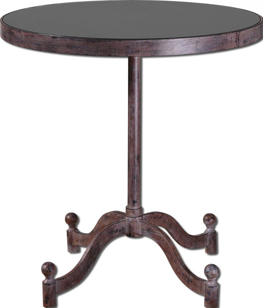 Edyson Black Glass Top Accent Table