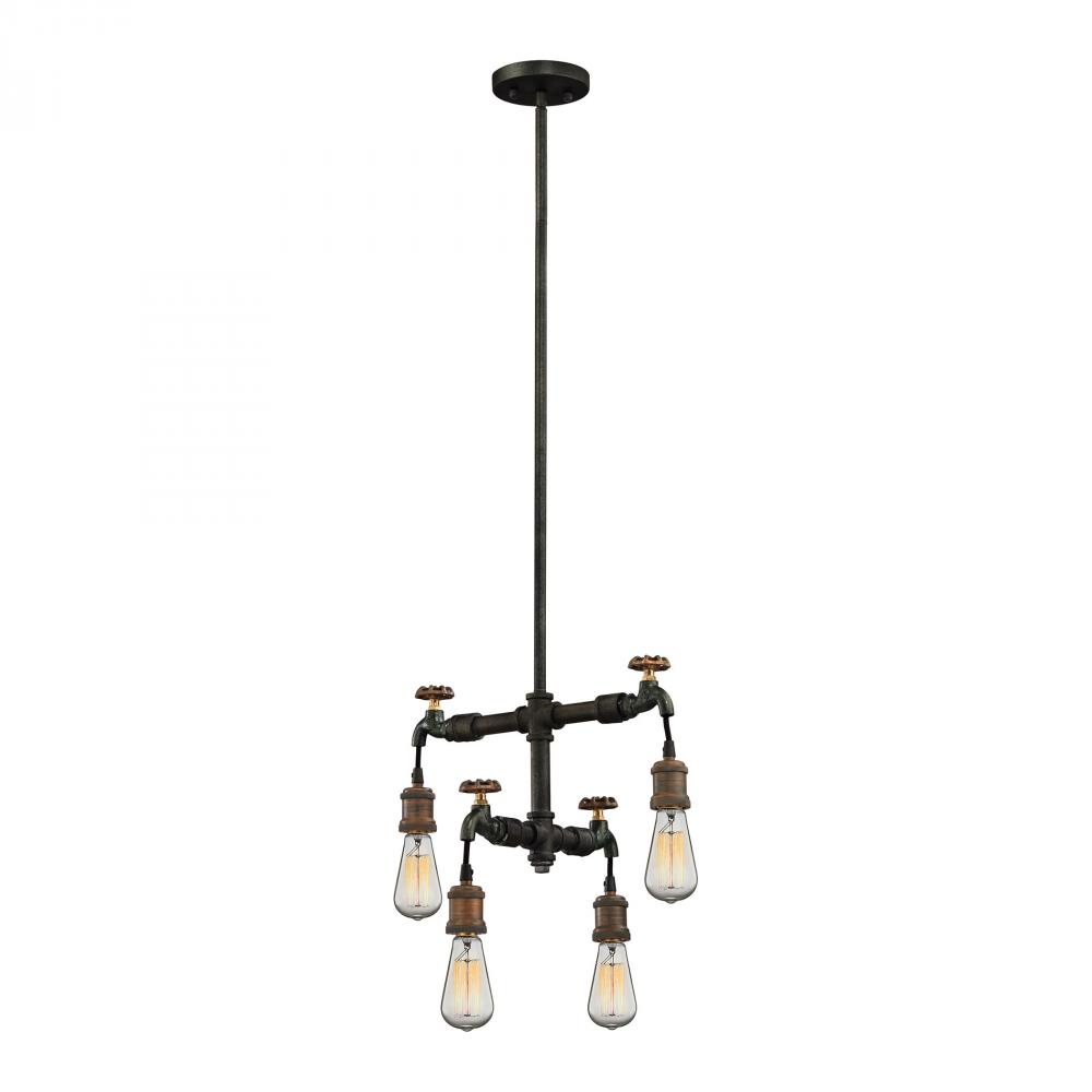 Jonas 4 Light Chandelier in Weathered Multitone